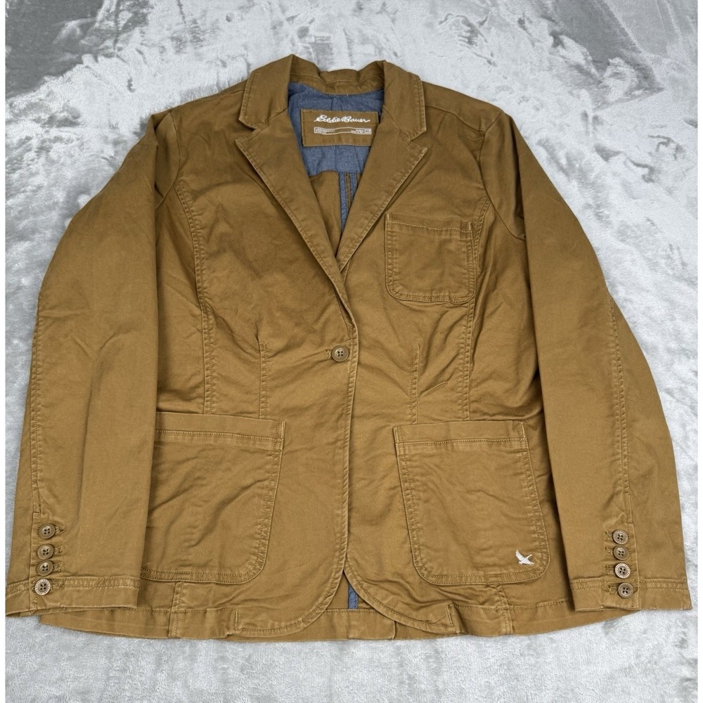 Eddie Bauer Brown Utility Short Jacket Womens T18‎ Safari Cargo Blazer Legend